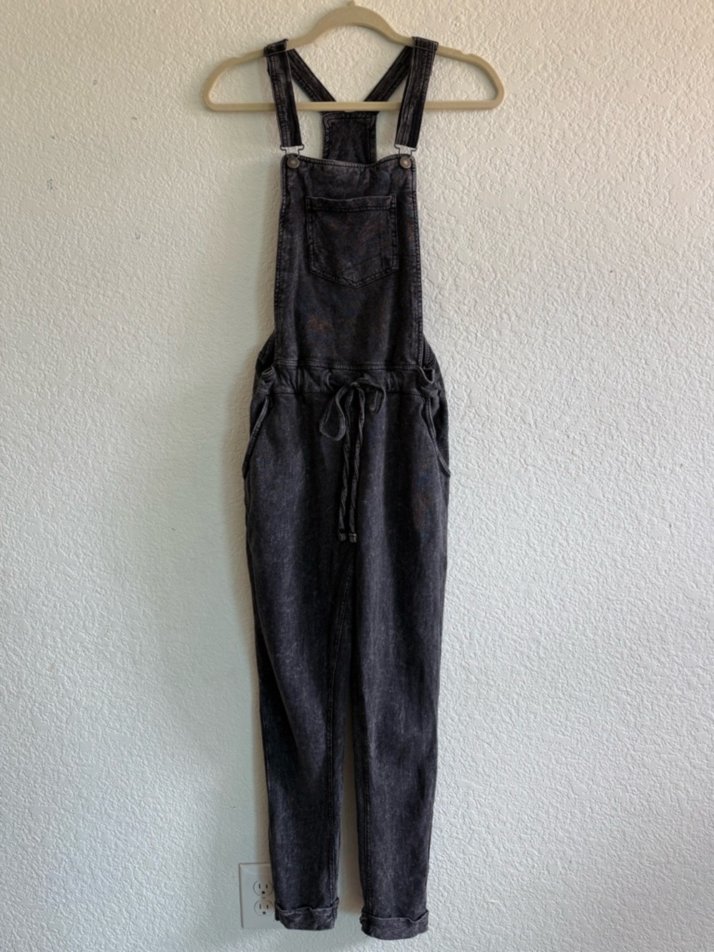 Women’s Black Cotton Denim Style Overalls
